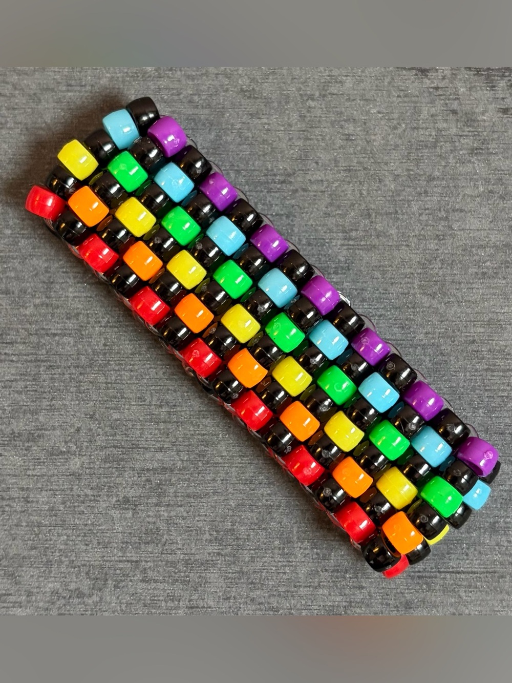 Kandi | Rainbow Ladder Cuff | Checkerboard Cuff (6-Row)